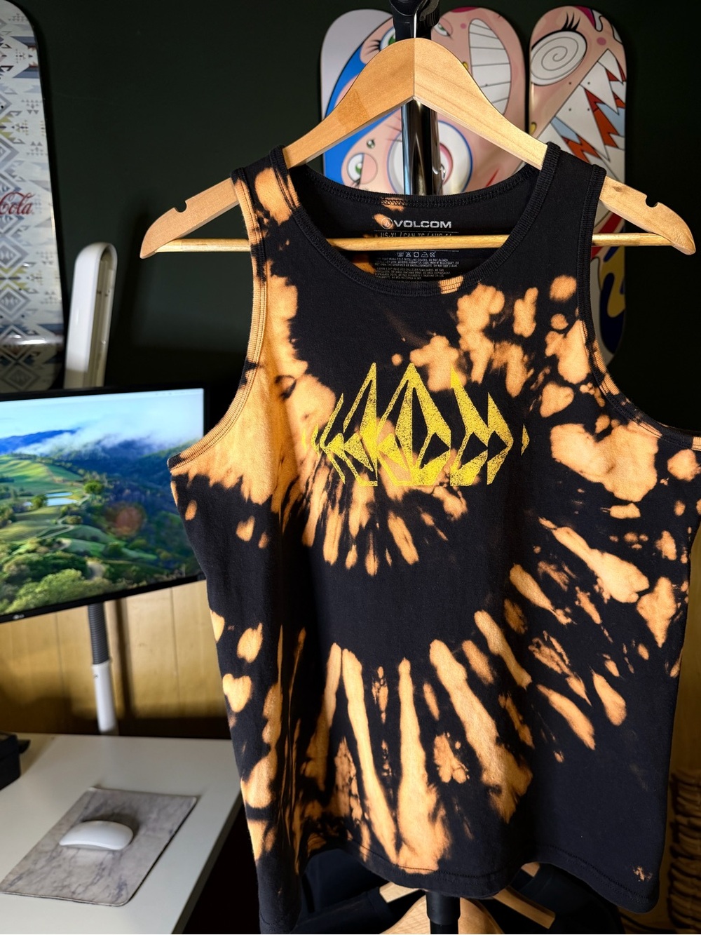 Volcom Kids Custom Bleach Tie-Dye Logo Tank Top